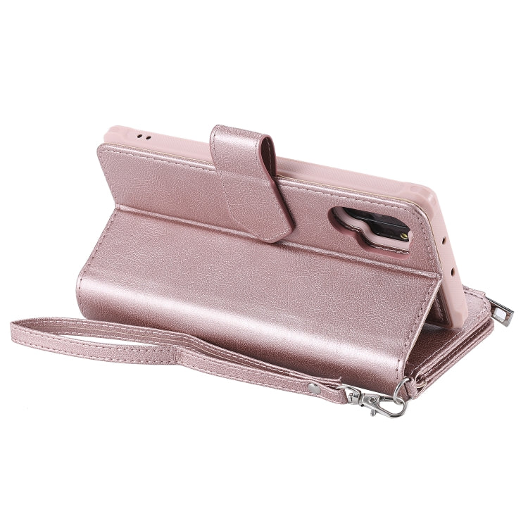 For Galaxy Note 10 Pro 2 in 1 Solid Color Zipper Shockproof Protective Case with Card Slots & Bracket & Photo Holder & Wallet Function