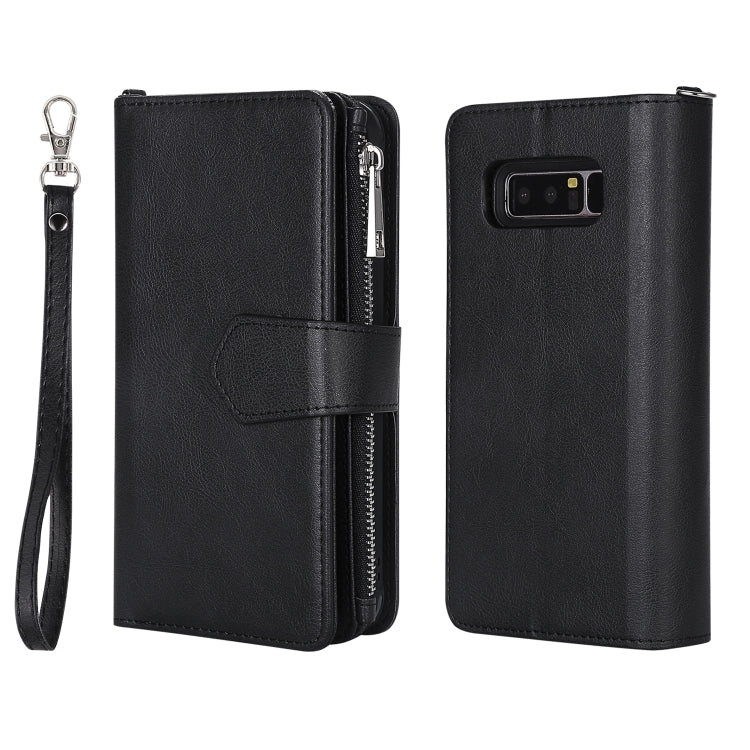 For Galaxy Note 8 2 in 1 Solid Color Zipper Shockproof Protective Case with Card Slots & Bracket & Photo Holder & Wallet Function