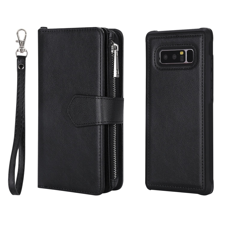 For Galaxy Note 8 2 in 1 Solid Color Zipper Shockproof Protective Case with Card Slots & Bracket & Photo Holder & Wallet Function