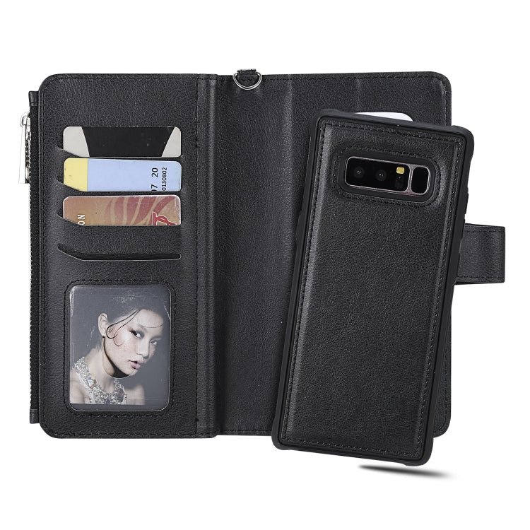 For Galaxy Note 8 2 in 1 Solid Color Zipper Shockproof Protective Case with Card Slots & Bracket & Photo Holder & Wallet Function