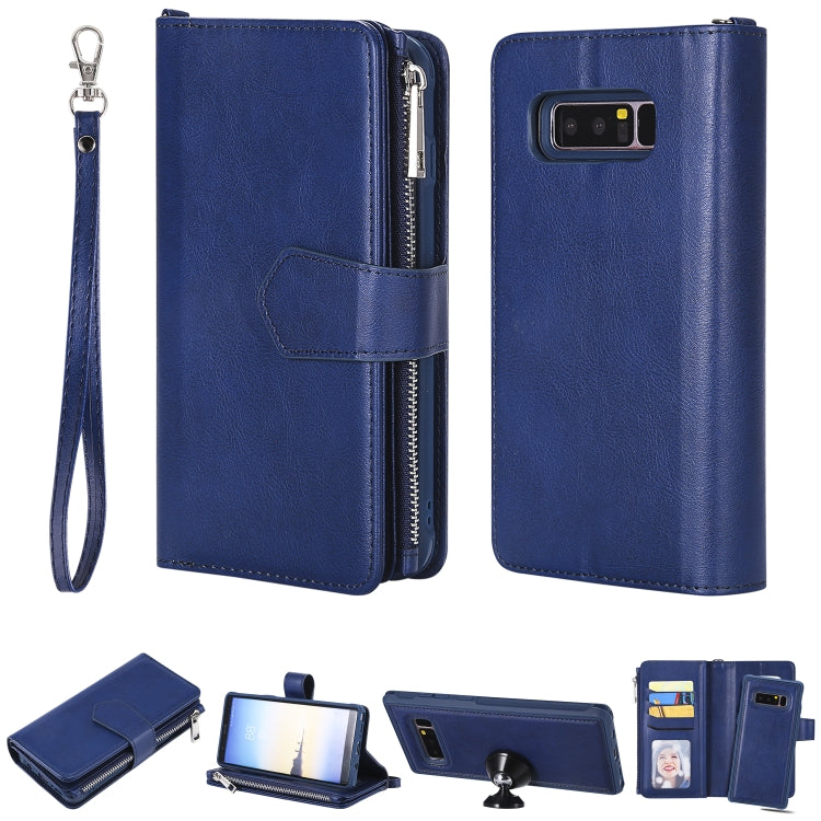 For Galaxy Note 8 2 in 1 Solid Color Zipper Shockproof Protective Case with Card Slots & Bracket & Photo Holder & Wallet Function