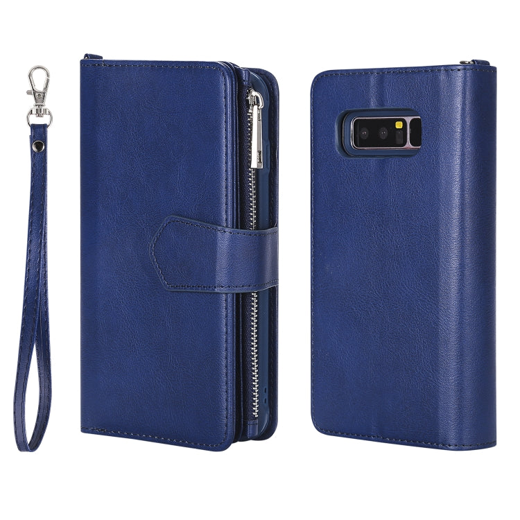 For Galaxy Note 8 2 in 1 Solid Color Zipper Shockproof Protective Case with Card Slots & Bracket & Photo Holder & Wallet Function