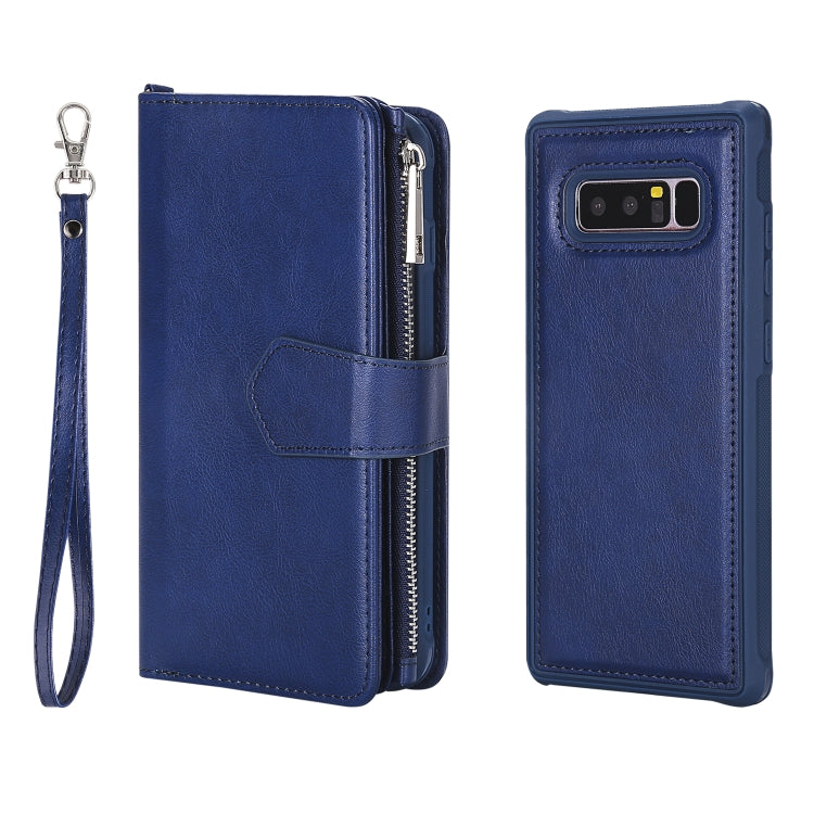 For Galaxy Note 8 2 in 1 Solid Color Zipper Shockproof Protective Case with Card Slots & Bracket & Photo Holder & Wallet Function