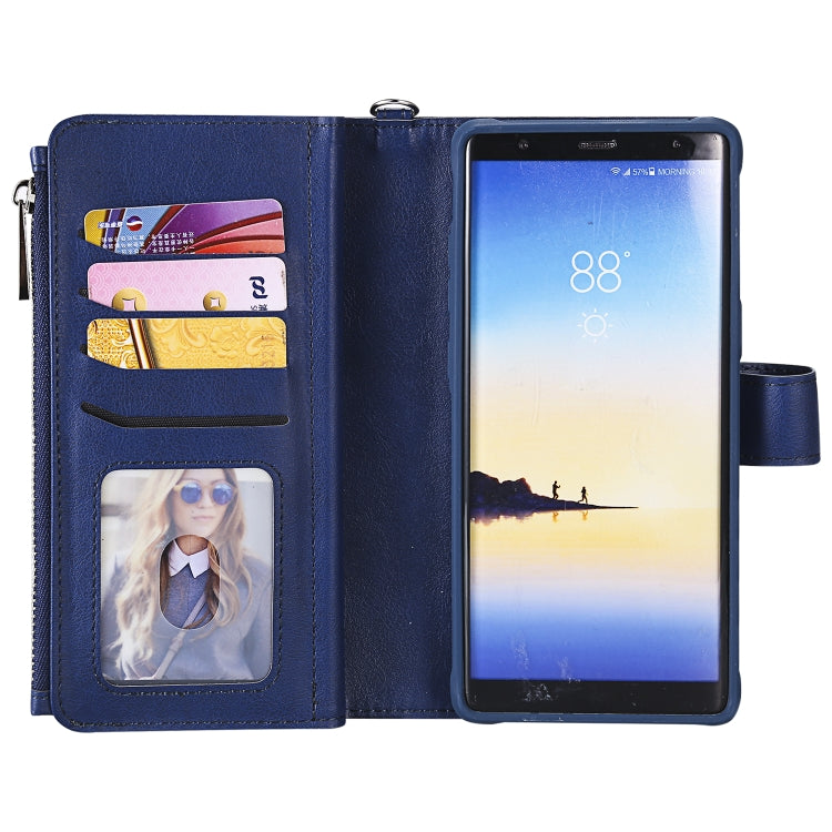 For Galaxy Note 8 2 in 1 Solid Color Zipper Shockproof Protective Case with Card Slots & Bracket & Photo Holder & Wallet Function
