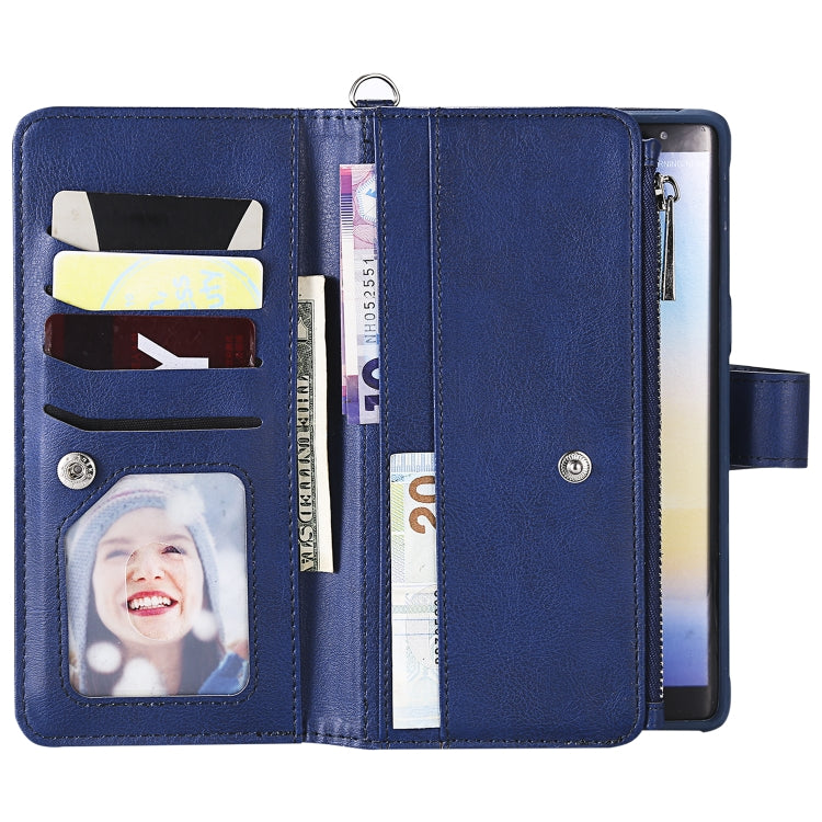 For Galaxy Note 8 2 in 1 Solid Color Zipper Shockproof Protective Case with Card Slots & Bracket & Photo Holder & Wallet Function
