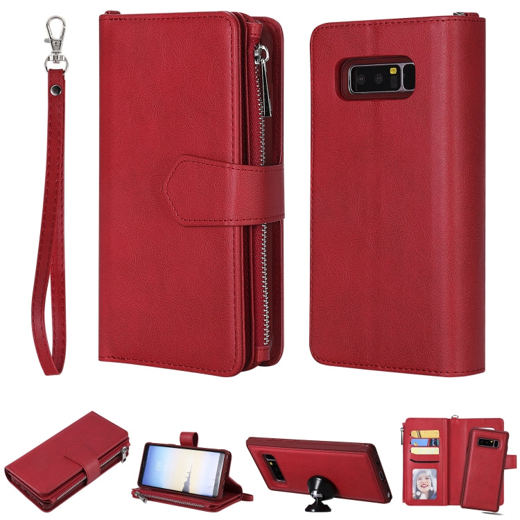 For Galaxy Note 8 2 in 1 Solid Color Zipper Shockproof Protective Case with Card Slots & Bracket & Photo Holder & Wallet Function