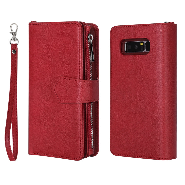 For Galaxy Note 8 2 in 1 Solid Color Zipper Shockproof Protective Case with Card Slots & Bracket & Photo Holder & Wallet Function