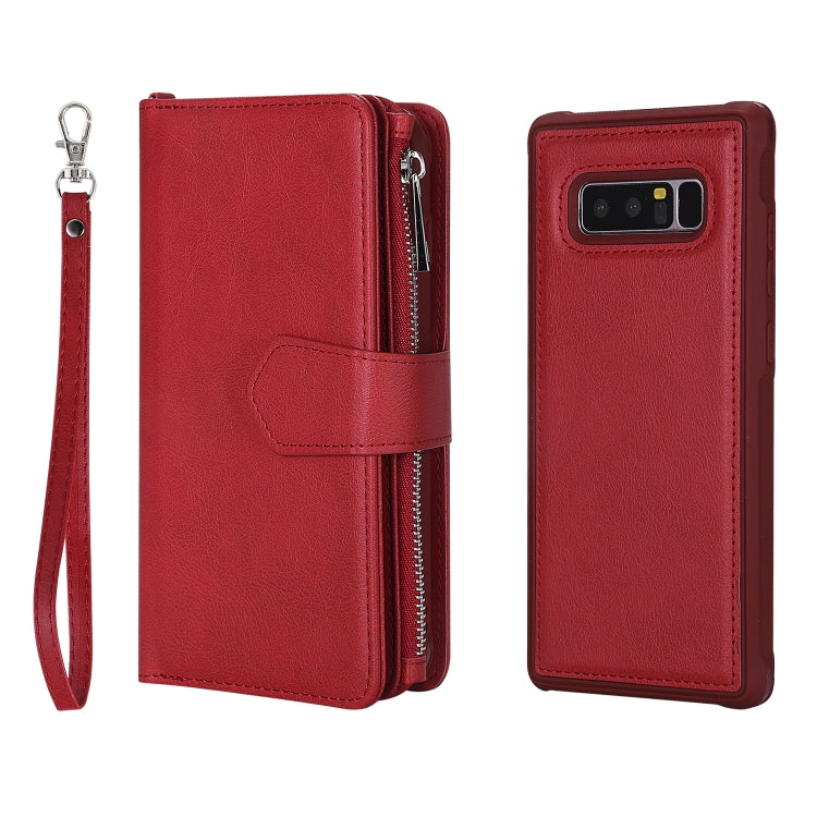 For Galaxy Note 8 2 in 1 Solid Color Zipper Shockproof Protective Case with Card Slots & Bracket & Photo Holder & Wallet Function