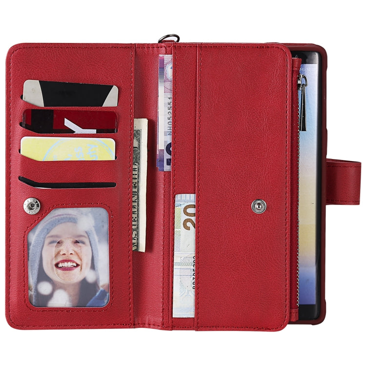 For Galaxy Note 8 2 in 1 Solid Color Zipper Shockproof Protective Case with Card Slots & Bracket & Photo Holder & Wallet Function