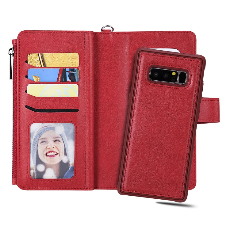 For Galaxy Note 8 2 in 1 Solid Color Zipper Shockproof Protective Case with Card Slots & Bracket & Photo Holder & Wallet Function