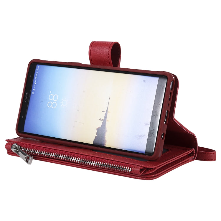 For Galaxy Note 8 2 in 1 Solid Color Zipper Shockproof Protective Case with Card Slots & Bracket & Photo Holder & Wallet Function