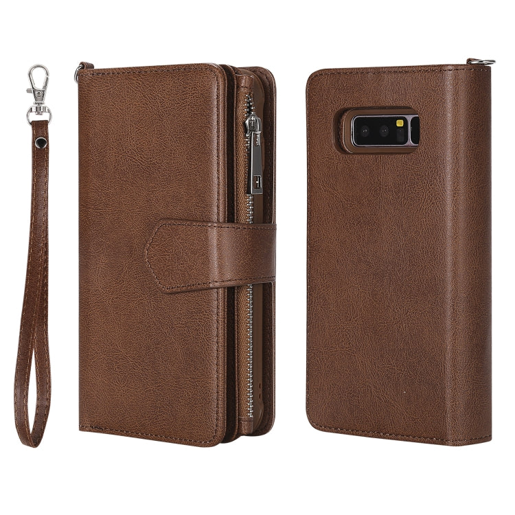 For Galaxy Note 8 2 in 1 Solid Color Zipper Shockproof Protective Case with Card Slots & Bracket & Photo Holder & Wallet Function