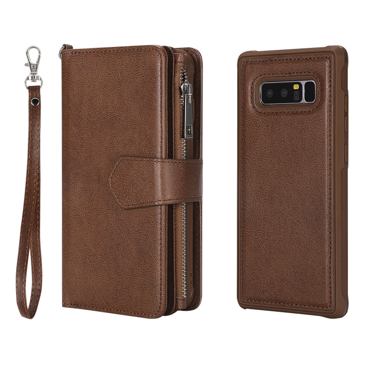 For Galaxy Note 8 2 in 1 Solid Color Zipper Shockproof Protective Case with Card Slots & Bracket & Photo Holder & Wallet Function