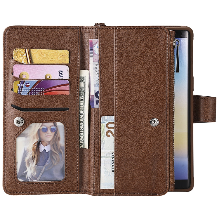 For Galaxy Note 8 2 in 1 Solid Color Zipper Shockproof Protective Case with Card Slots & Bracket & Photo Holder & Wallet Function