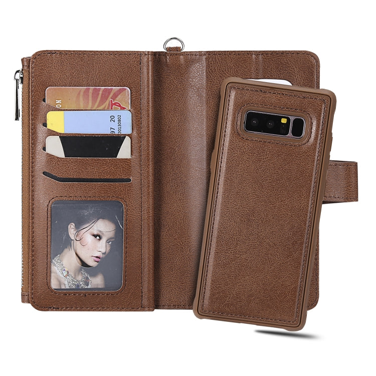 For Galaxy Note 8 2 in 1 Solid Color Zipper Shockproof Protective Case with Card Slots & Bracket & Photo Holder & Wallet Function
