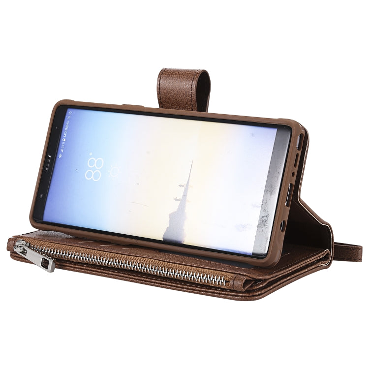 For Galaxy Note 8 2 in 1 Solid Color Zipper Shockproof Protective Case with Card Slots & Bracket & Photo Holder & Wallet Function