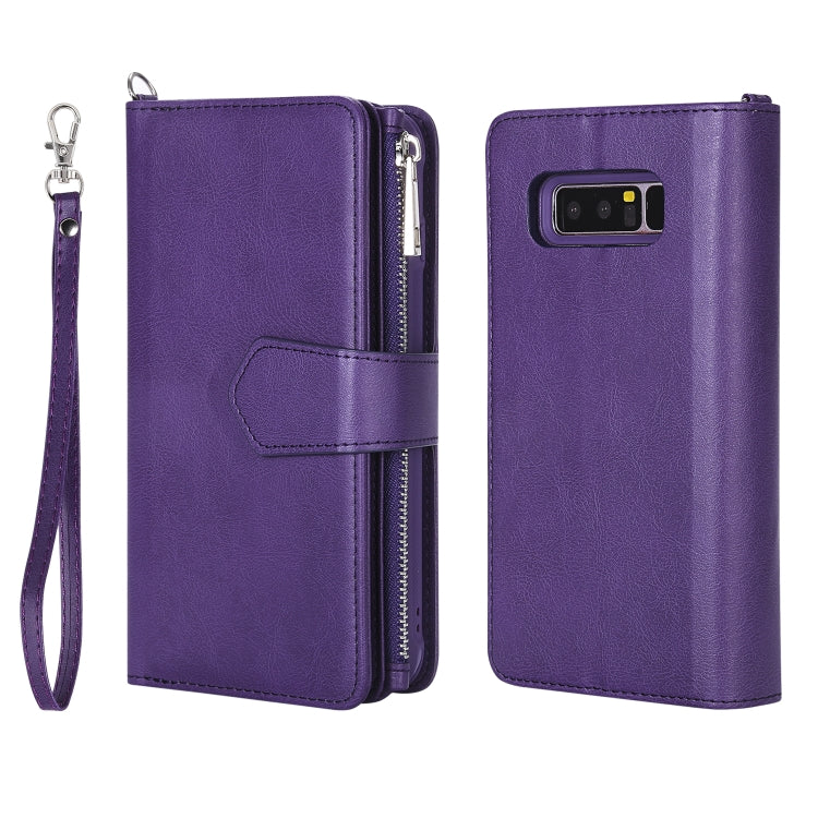 For Galaxy Note 8 2 in 1 Solid Color Zipper Shockproof Protective Case with Card Slots & Bracket & Photo Holder & Wallet Function
