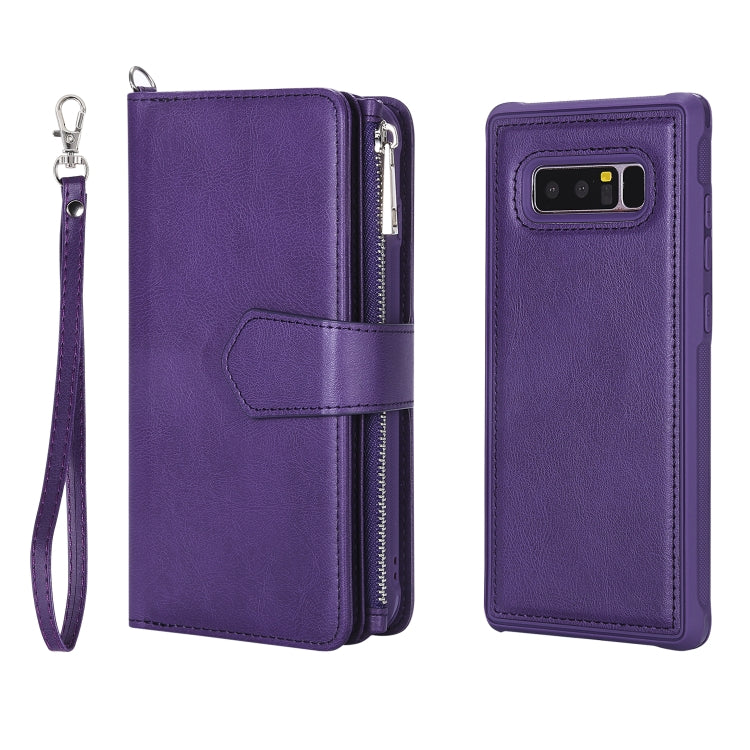 For Galaxy Note 8 2 in 1 Solid Color Zipper Shockproof Protective Case with Card Slots & Bracket & Photo Holder & Wallet Function