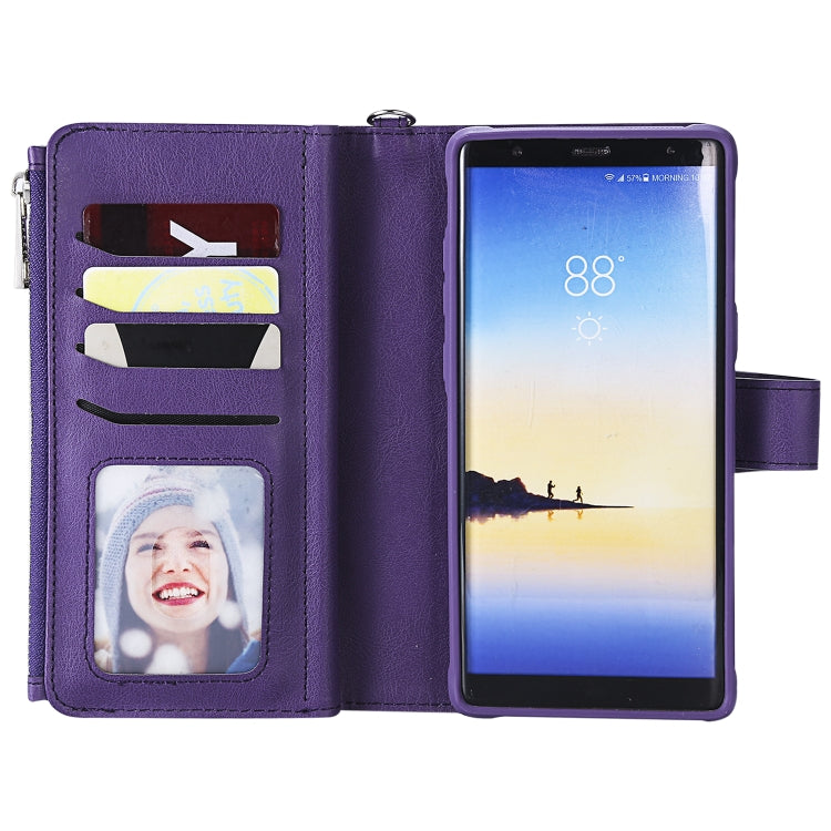 For Galaxy Note 8 2 in 1 Solid Color Zipper Shockproof Protective Case with Card Slots & Bracket & Photo Holder & Wallet Function