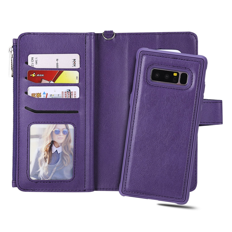 For Galaxy Note 8 2 in 1 Solid Color Zipper Shockproof Protective Case with Card Slots & Bracket & Photo Holder & Wallet Function