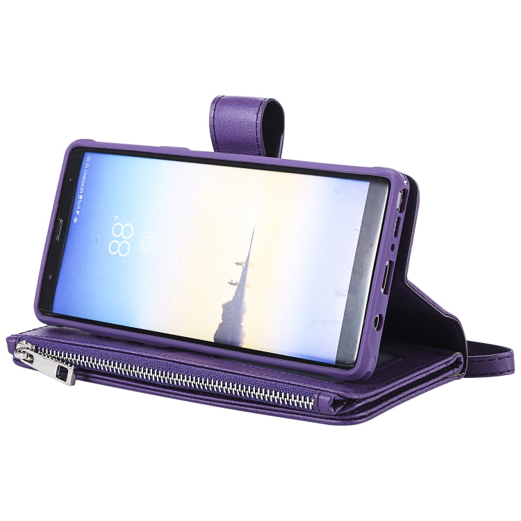 For Galaxy Note 8 2 in 1 Solid Color Zipper Shockproof Protective Case with Card Slots & Bracket & Photo Holder & Wallet Function