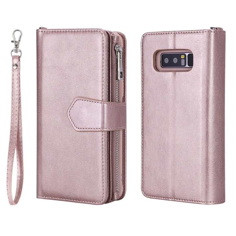 For Galaxy Note 8 2 in 1 Solid Color Zipper Shockproof Protective Case with Card Slots & Bracket & Photo Holder & Wallet Function