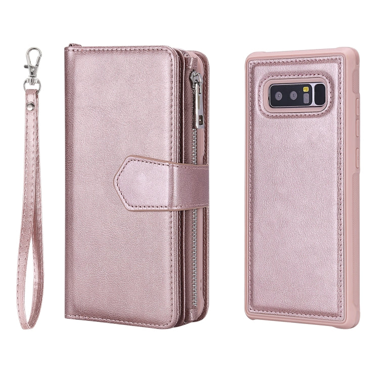 For Galaxy Note 8 2 in 1 Solid Color Zipper Shockproof Protective Case with Card Slots & Bracket & Photo Holder & Wallet Function