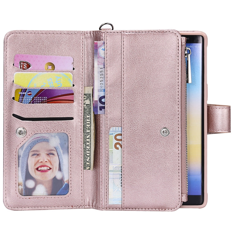 For Galaxy Note 8 2 in 1 Solid Color Zipper Shockproof Protective Case with Card Slots & Bracket & Photo Holder & Wallet Function