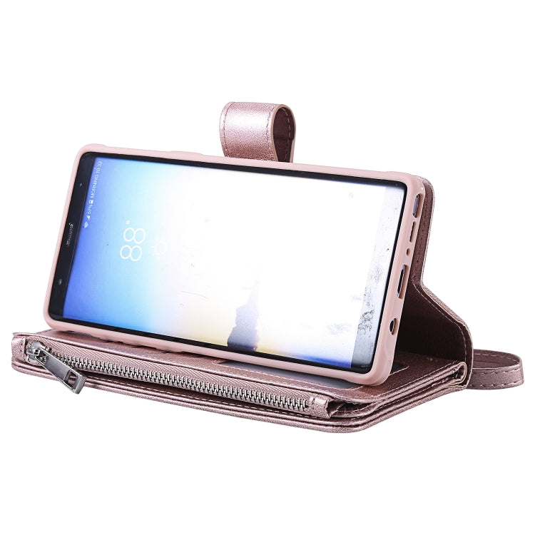 For Galaxy Note 8 2 in 1 Solid Color Zipper Shockproof Protective Case with Card Slots & Bracket & Photo Holder & Wallet Function