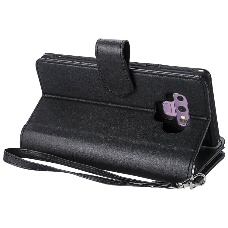 For Galaxy Note9 2 in 1 Solid Color Zipper Shockproof Protective Case with Card Slots & Bracket & Photo Holder & Wallet Function