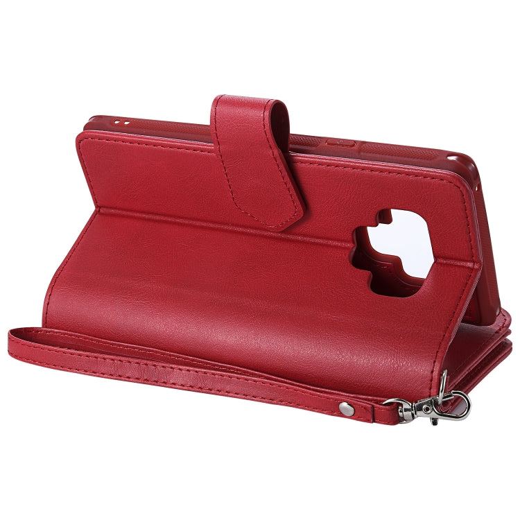 For Galaxy Note9 2 in 1 Solid Color Zipper Shockproof Protective Case with Card Slots & Bracket & Photo Holder & Wallet Function