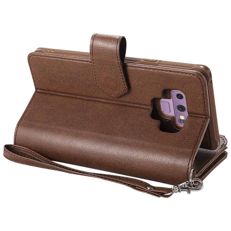 For Galaxy Note9 2 in 1 Solid Color Zipper Shockproof Protective Case with Card Slots & Bracket & Photo Holder & Wallet Function