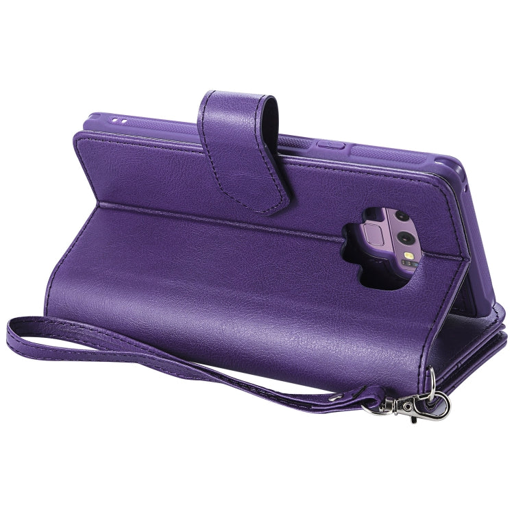 For Galaxy Note9 2 in 1 Solid Color Zipper Shockproof Protective Case with Card Slots & Bracket & Photo Holder & Wallet Function