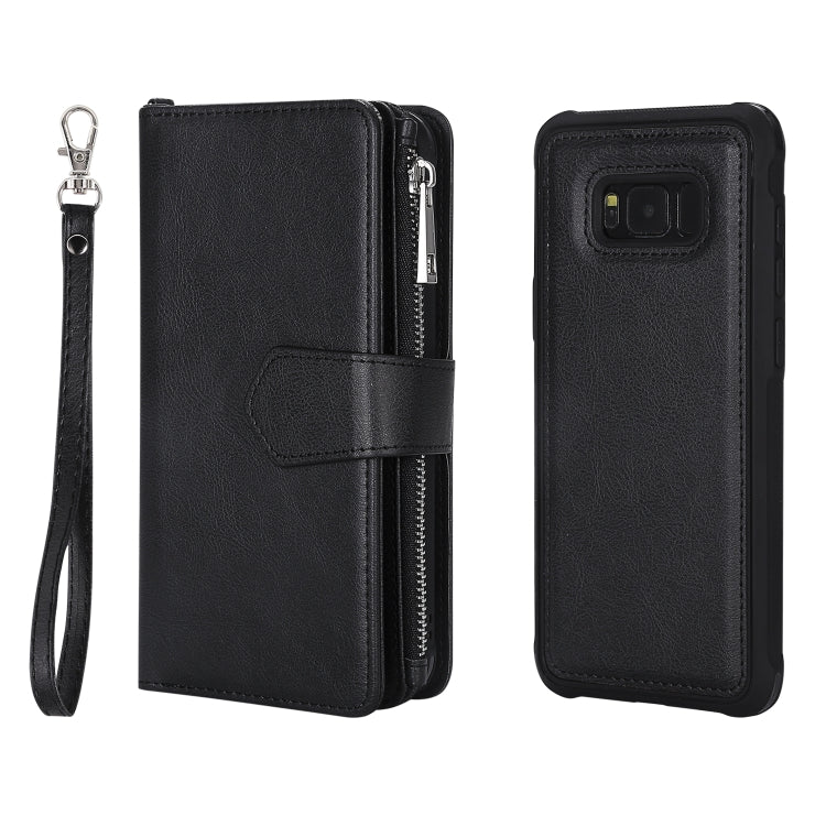 For Galaxy S8 Plus 2 in 1 Solid Color Zipper Shockproof Protective Case with Card Slots & Bracket & Photo Holder & Wallet Function