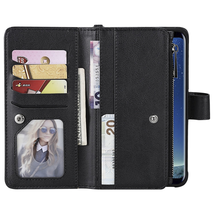 For Galaxy S8 Plus 2 in 1 Solid Color Zipper Shockproof Protective Case with Card Slots & Bracket & Photo Holder & Wallet Function
