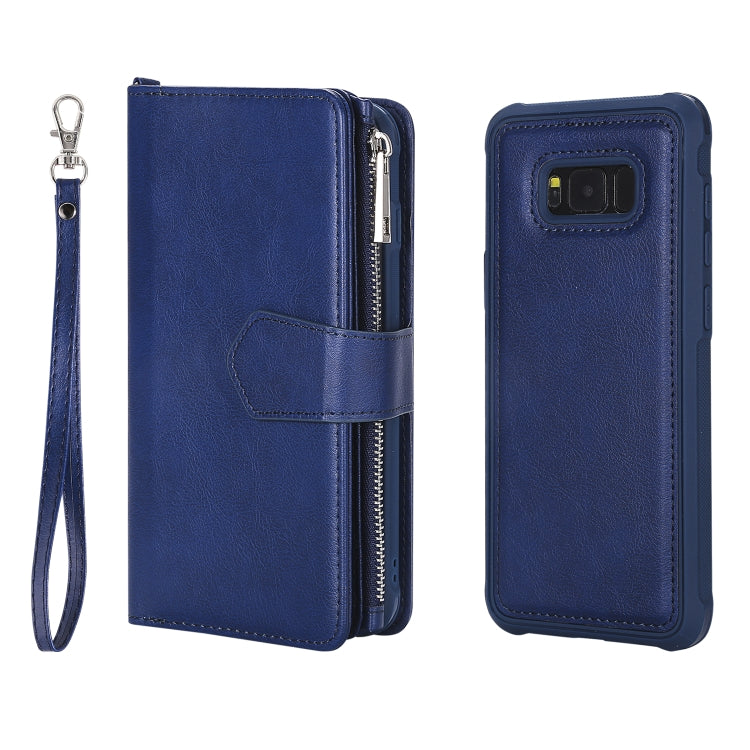For Galaxy S8 Plus 2 in 1 Solid Color Zipper Shockproof Protective Case with Card Slots & Bracket & Photo Holder & Wallet Function