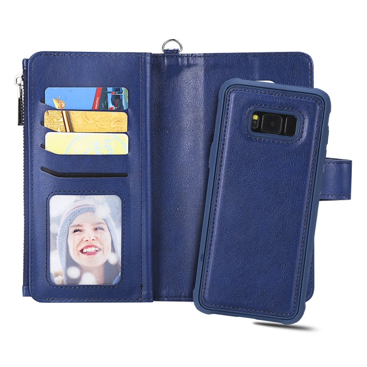 For Galaxy S8 Plus 2 in 1 Solid Color Zipper Shockproof Protective Case with Card Slots & Bracket & Photo Holder & Wallet Function