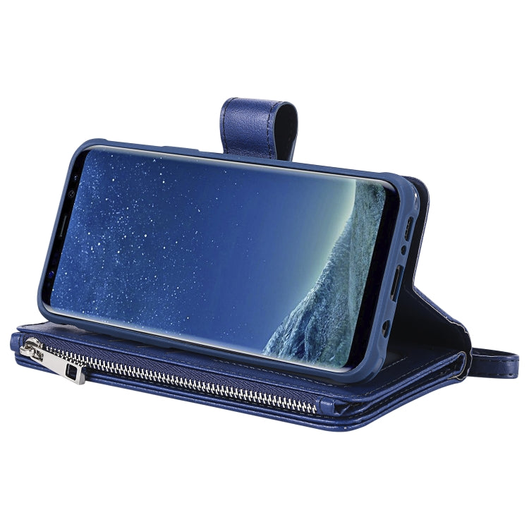 For Galaxy S8 Plus 2 in 1 Solid Color Zipper Shockproof Protective Case with Card Slots & Bracket & Photo Holder & Wallet Function