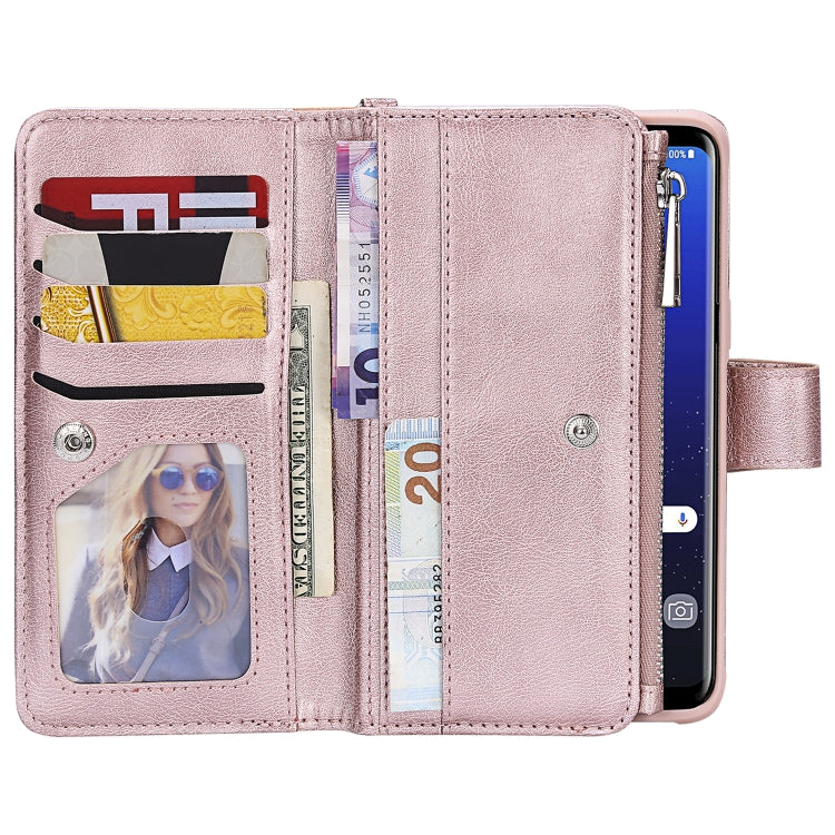 For Galaxy S8 2 in 1 Solid Color Zipper Shockproof Protective Case with Card Slots & Bracket & Photo Holder & Wallet Function