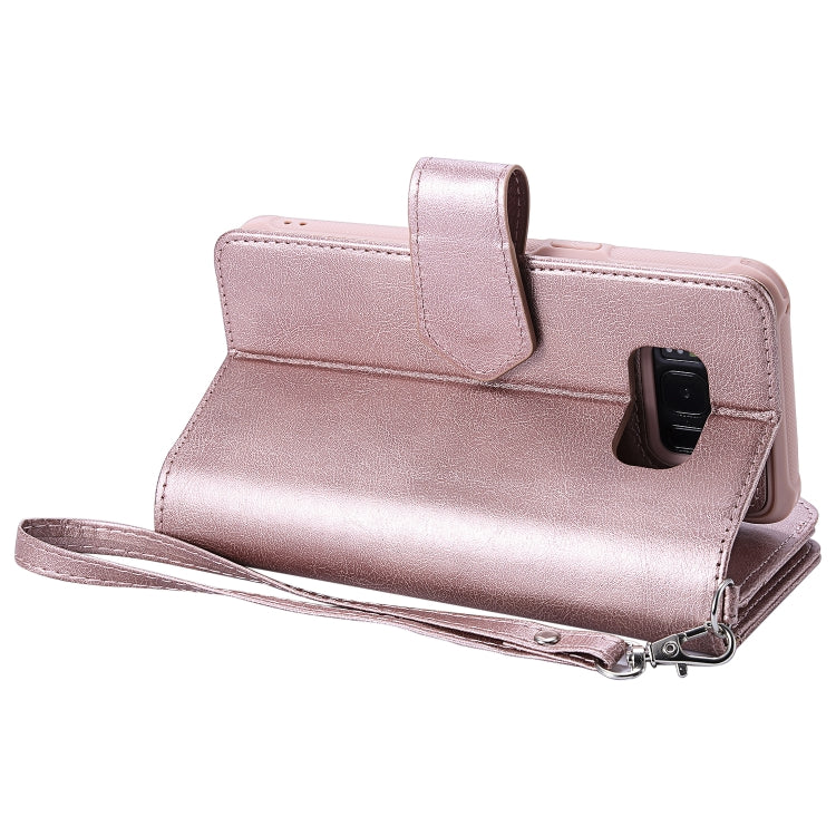 For Galaxy S8 2 in 1 Solid Color Zipper Shockproof Protective Case with Card Slots & Bracket & Photo Holder & Wallet Function