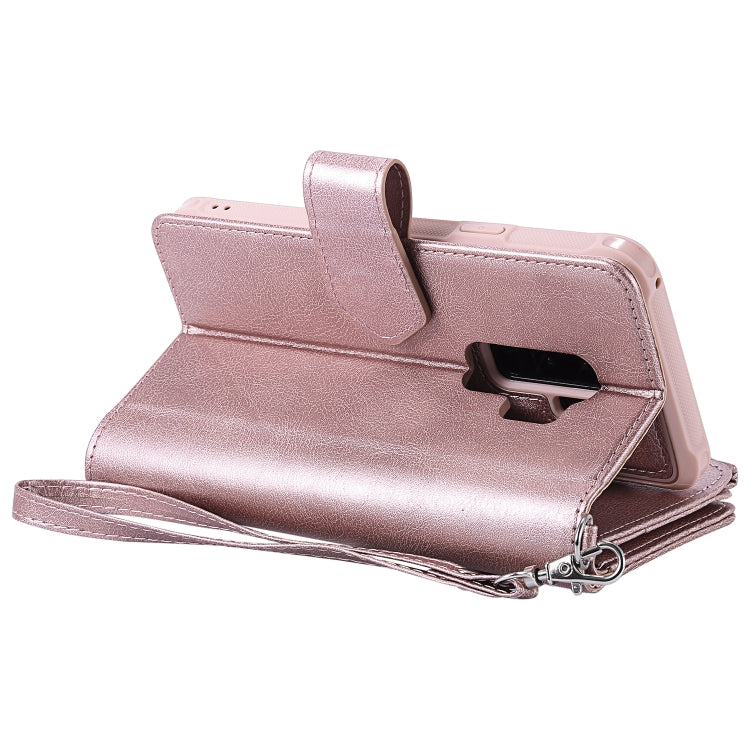 For Galaxy S9 Plus 2 in 1 Solid Color Zipper Shockproof Protective Case with Card Slots & Bracket & Photo Holder & Wallet Function