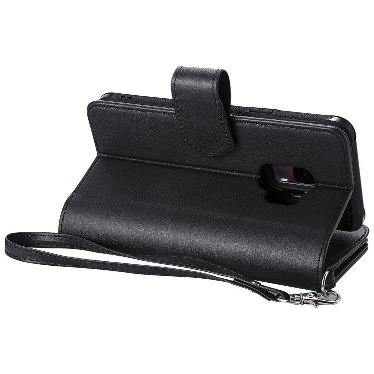 For Galaxy S9 2 in 1 Solid Color Zipper Shockproof Protective Case with Card Slots & Bracket & Photo Holder & Wallet Function