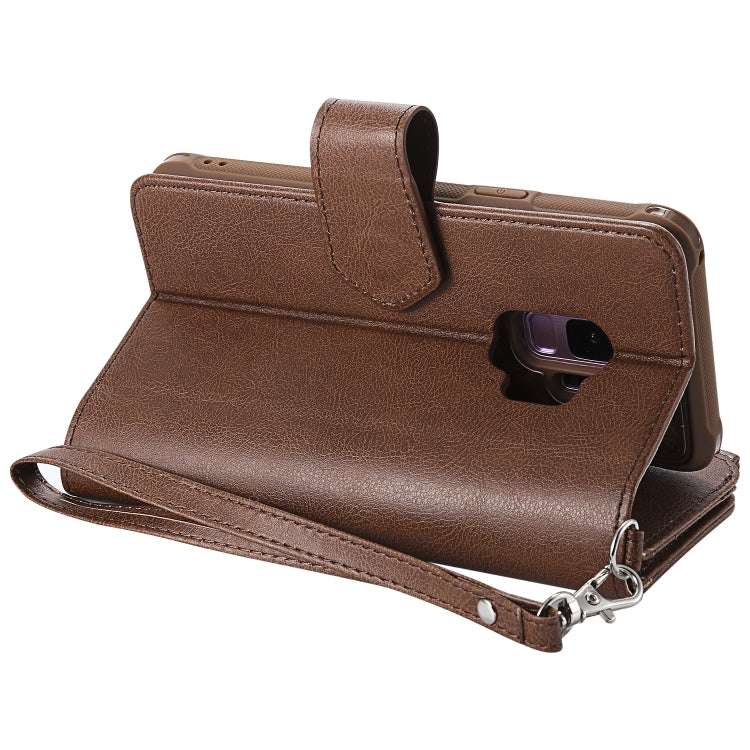 For Galaxy S9 2 in 1 Solid Color Zipper Shockproof Protective Case with Card Slots & Bracket & Photo Holder & Wallet Function