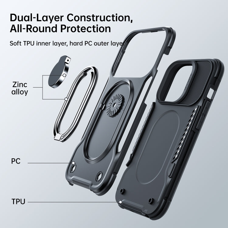 For iPhone 14 JOYROOM PC + TPU Dual-layer Shockproof Phone Case with Rotating Holder(Black)