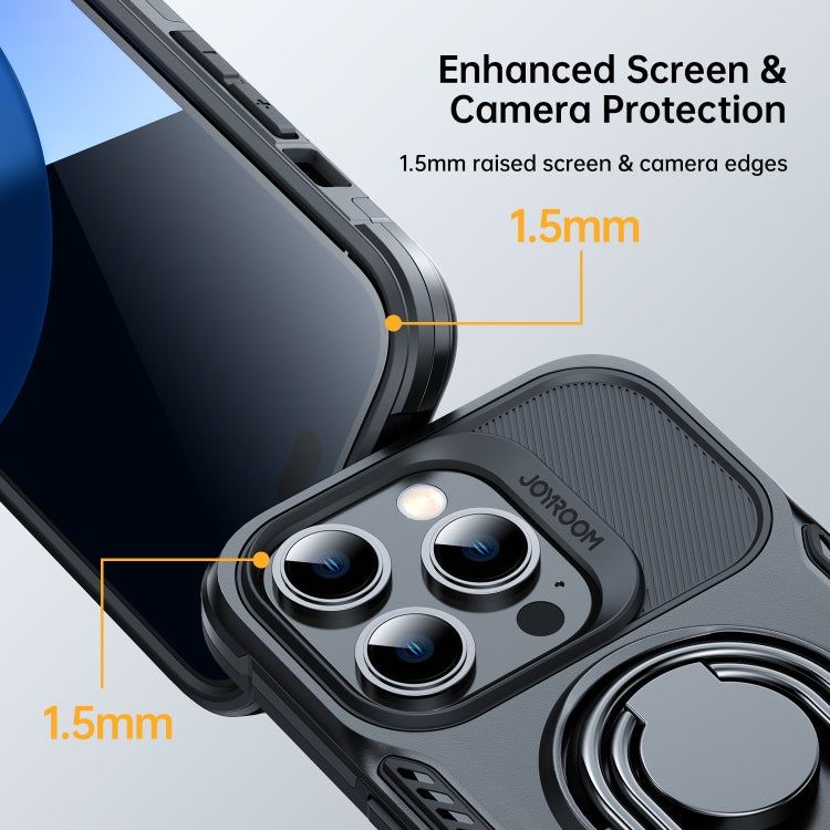 For iPhone 14 Pro Max JOYROOM PC + TPU Dual-layer Shockproof Phone Case with Rotating Holder(Black)