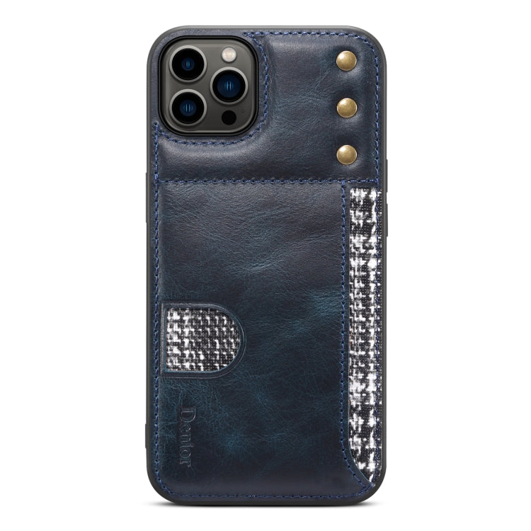 For iPhone 14 Pro Max Denior Oil Wax Cowhide Card Slot Phone Case