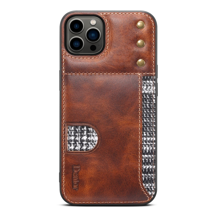 For iPhone 13 Pro Max Denior Oil Wax Cowhide Card Slot Phone Case