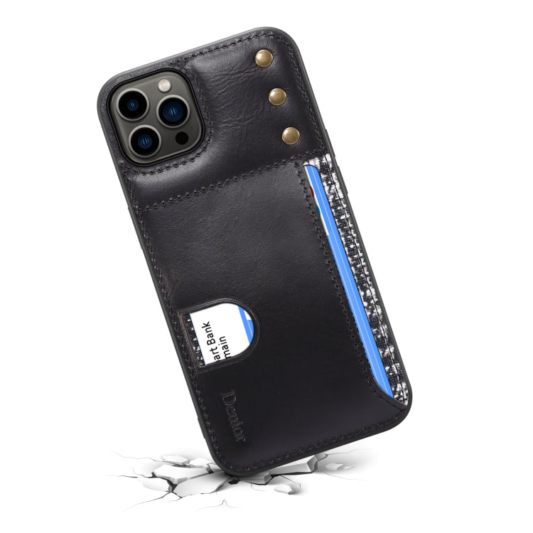 For iPhone 13 Pro Max Denior Oil Wax Cowhide Card Slot Phone Case