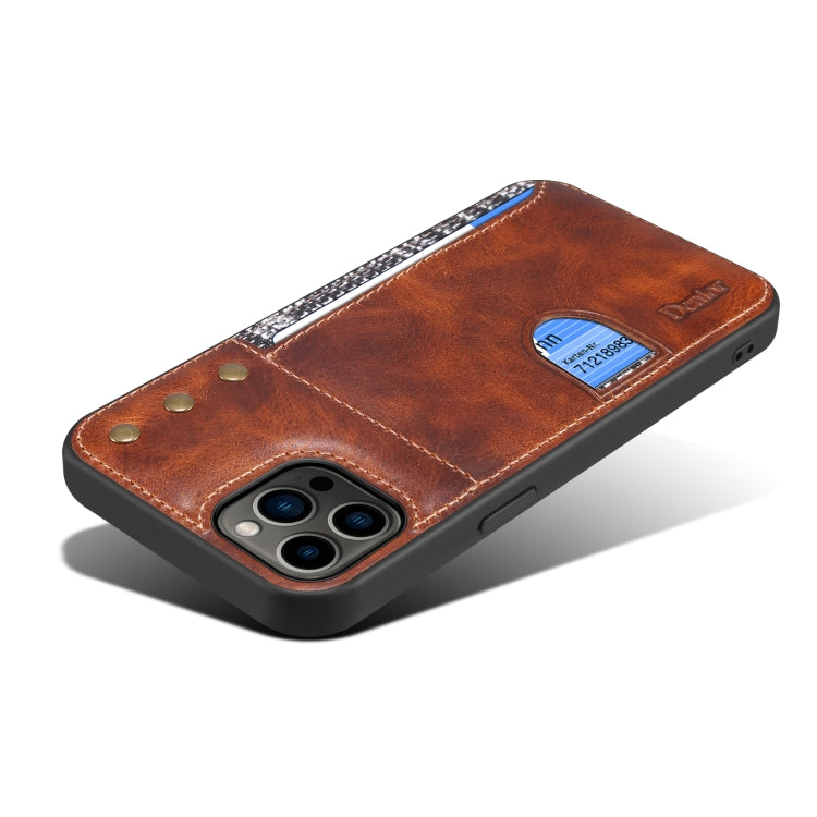 For iPhone 13 Pro Denior Oil Wax Cowhide Card Slot Phone Case
