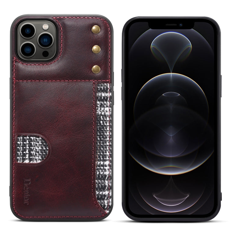 For iPhone 13 Pro Denior Oil Wax Cowhide Card Slot Phone Case